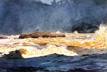 Winslow Homer : Fishing the Rapids Saguenay